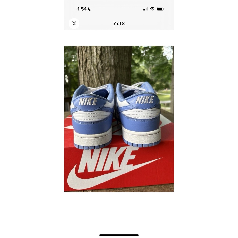 Nike Dunk Low Men 9 Low Top Lace-Up Sneakers White/Polar Blue Leather DV0833-400 - Picture 9 of 10